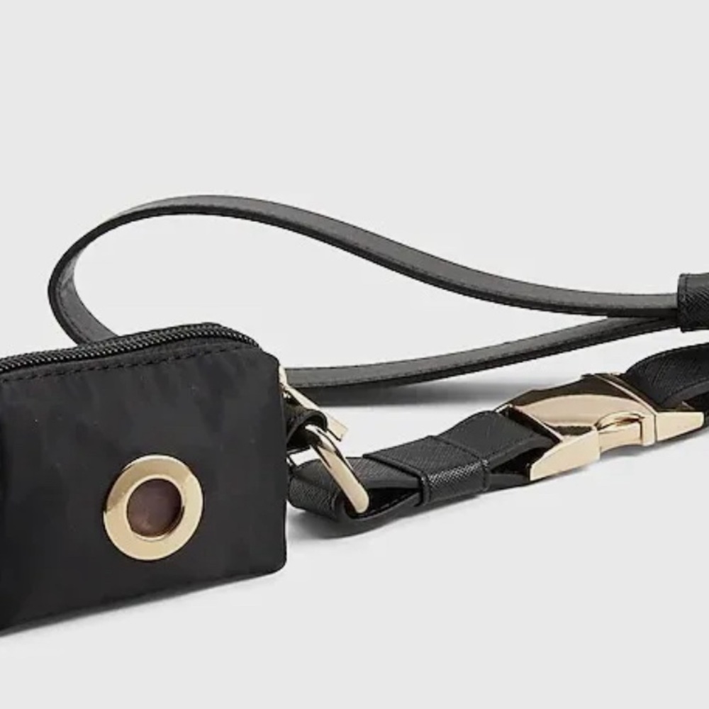 Express Black Faux Leather 58” Dog Leash and Bag Set- NWT